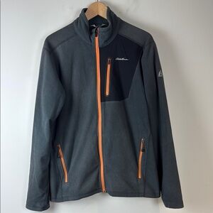 Eddie Bauer First Ascent Performance Jacket Gray and Orange Fleece Large Men's